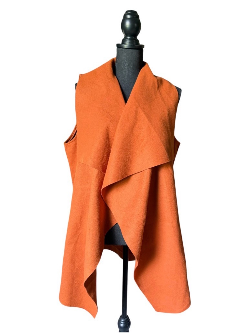 Shein Orange Burnt Long Vest Women's Size XL Open Front Sleeveless